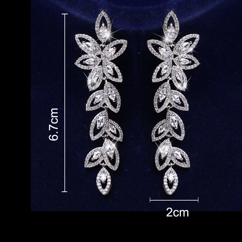SUGO New Fashion Shiny Exquisite Luxury High Quality Zirconia Flower Earrings Bracelets Sets for Elegant Women Dinner Jewelry