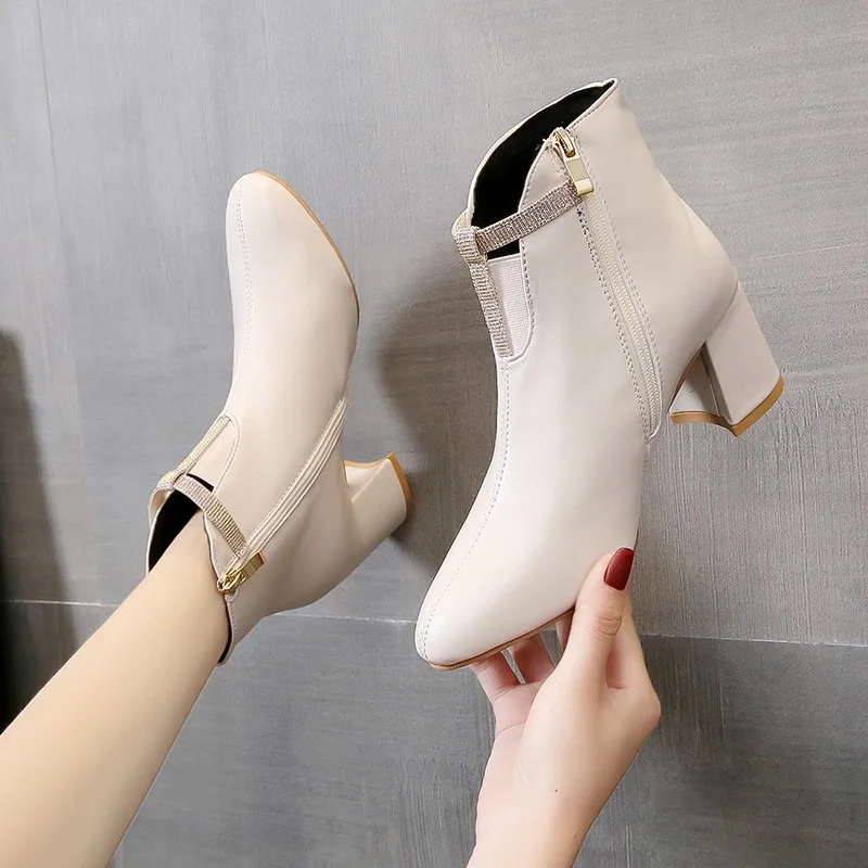 Sexy Women Boots 2021 Autumn and Winter High Heels Ankle Shoes Boots Leather Booties Feminina Woman fashion Shoes