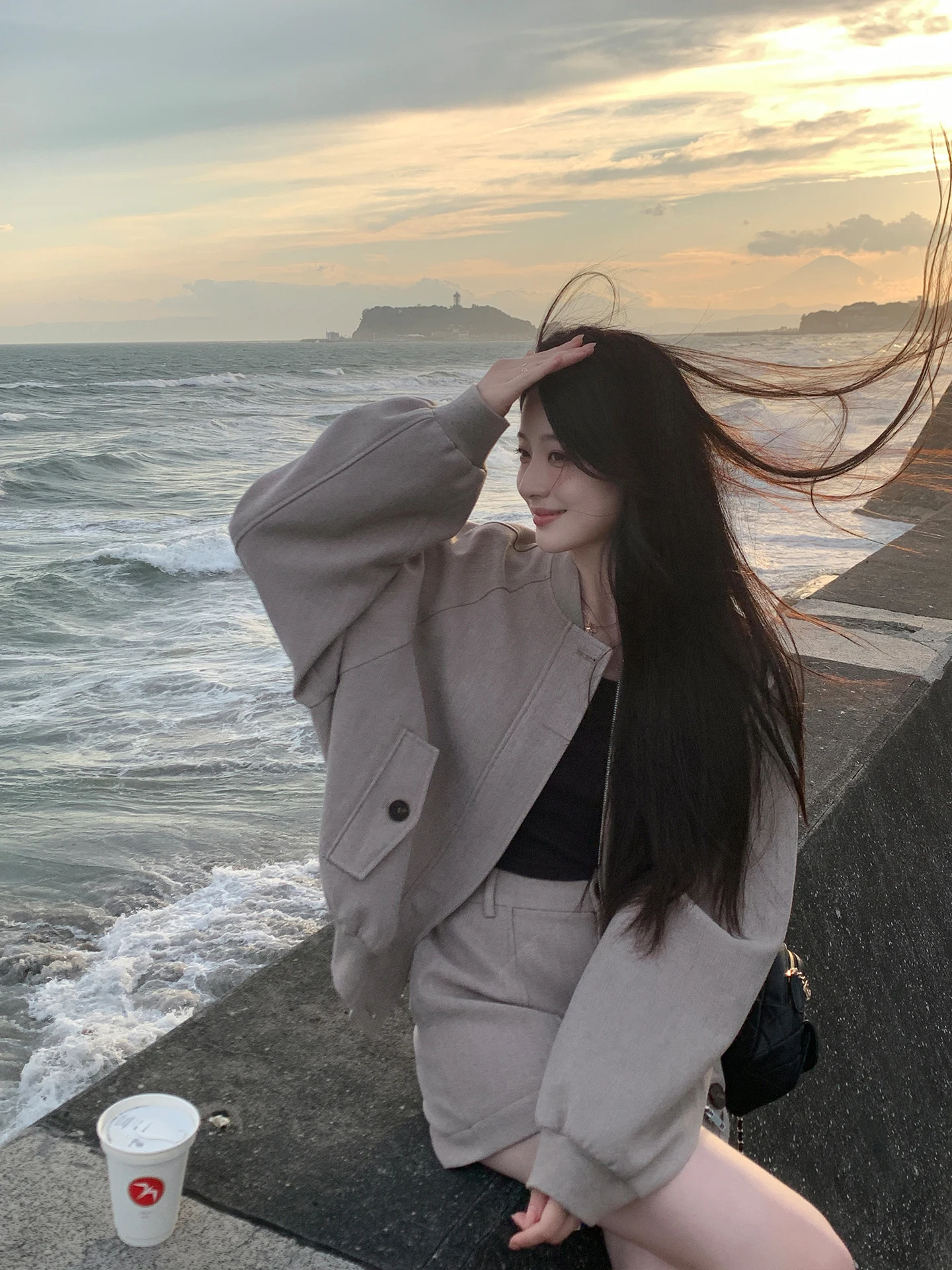 

Aboutpoem Casual Long Sve Plaid Jaet Women's Loose Fit ort Outerwear Autumn Sle Simple Versatile oulder Insertion ...