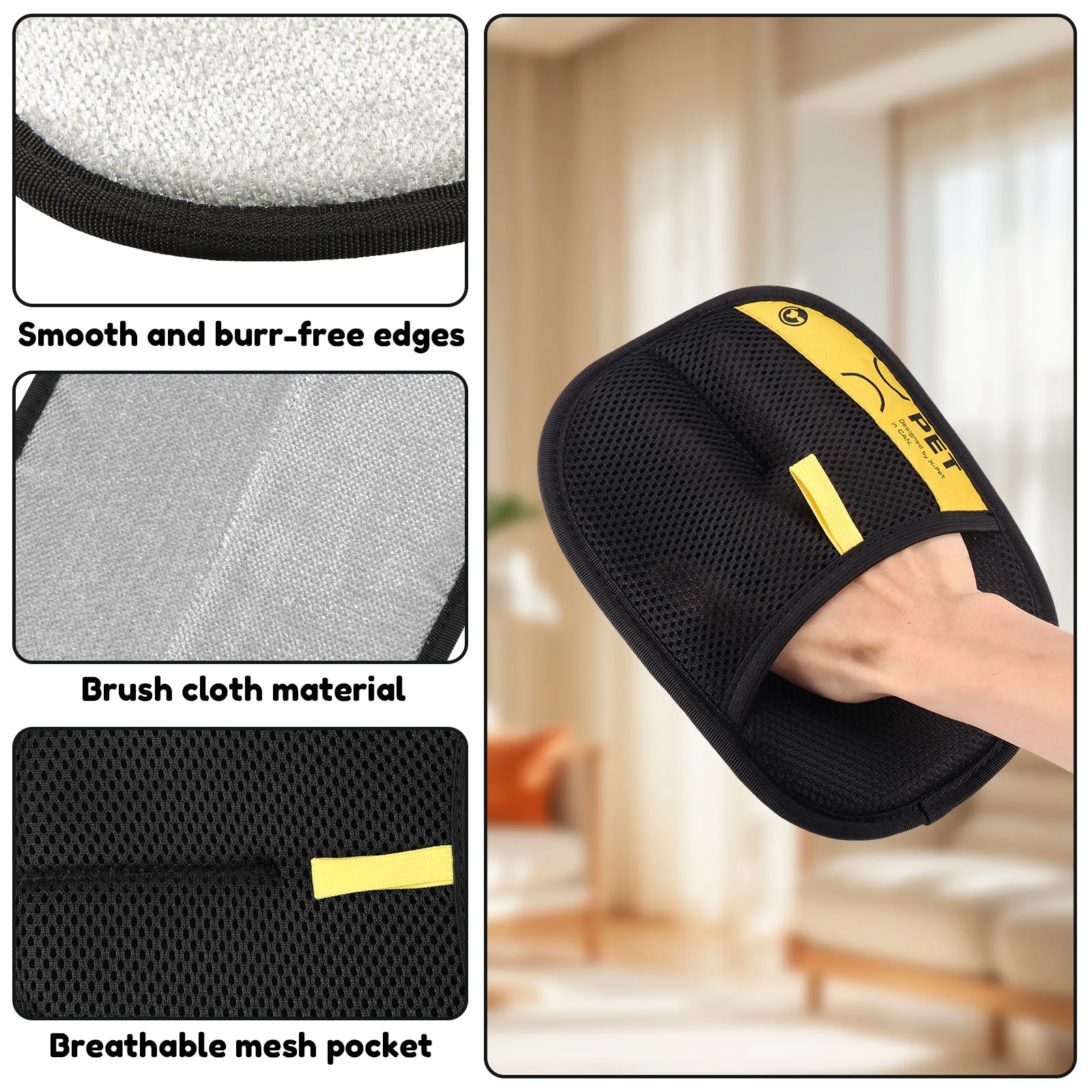 3 Pcs Pet Hair Remover Glove Reusable Static Removal Gloves Double-Sided Cat Dog Grooming Gloves Hair Removal Tool Pet Supplies - Image 3