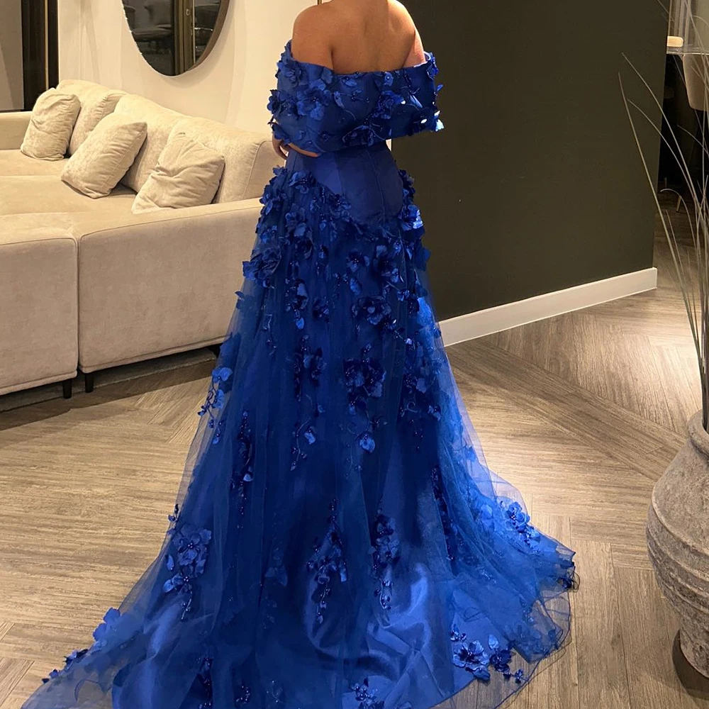 Customized Modern A-Line Floor Length Strapless Off the Shoulder Organza Appliques Crystal Evening Dress Classic платье вечернее