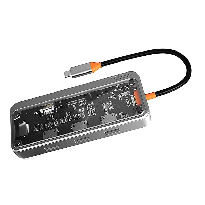 محطات إرساء الكمبيوتر المحمول 10 في 1 USB C لشاشات مزدوجة 100 وات PD شحن، RJ45، صوت