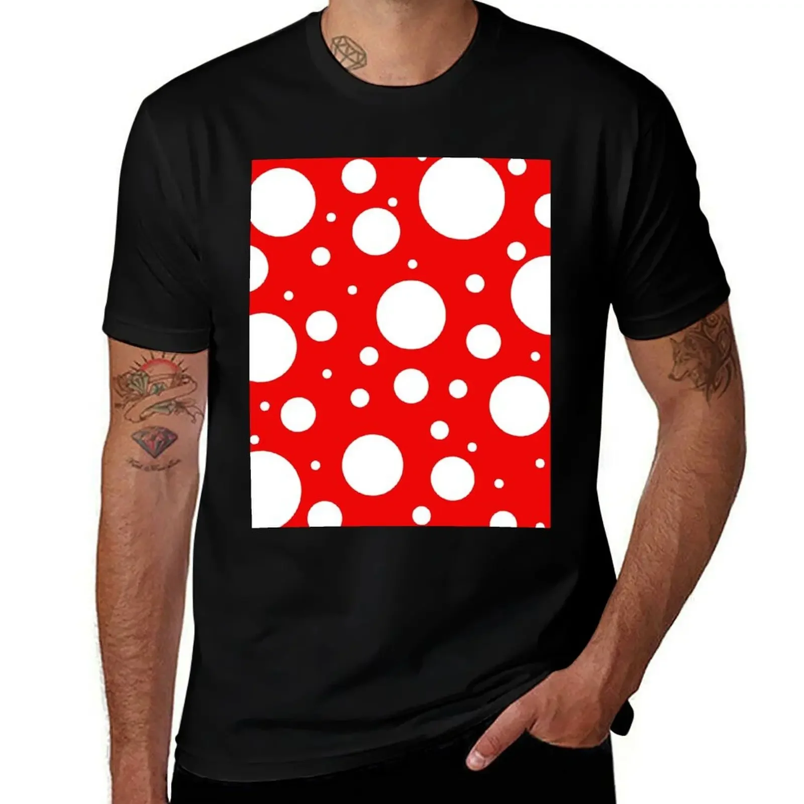 

red and white polka dot pattern T-Shirt Clothing hippie clothes oversizeds heavyweight t shirts for men