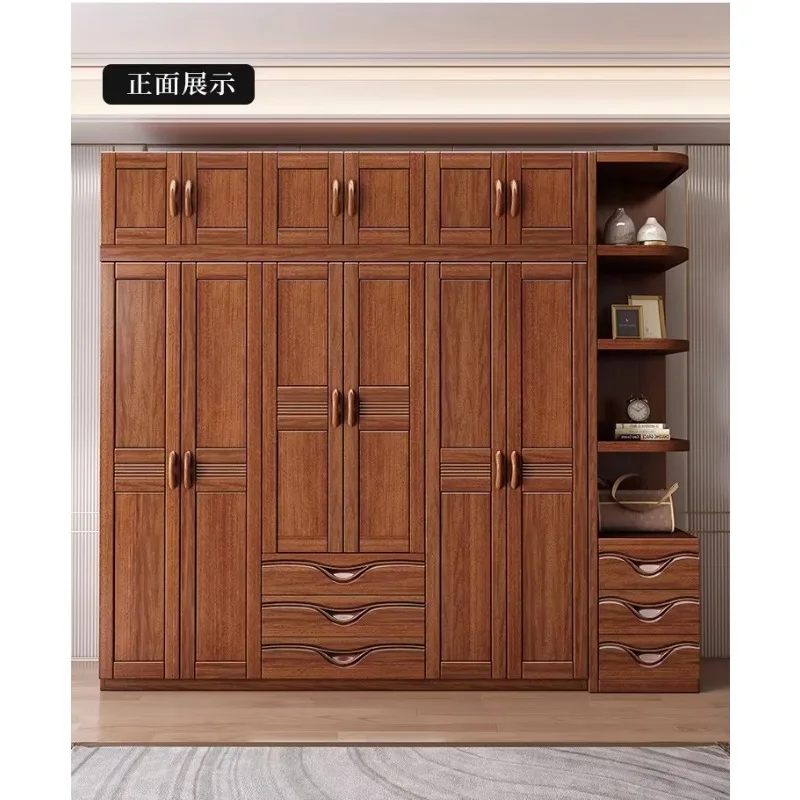 

N-9 Walnut Chinese Storage Solid Wood Wardrobe Household Bedroom Top Cabinet Side Cabinet with Drawer
