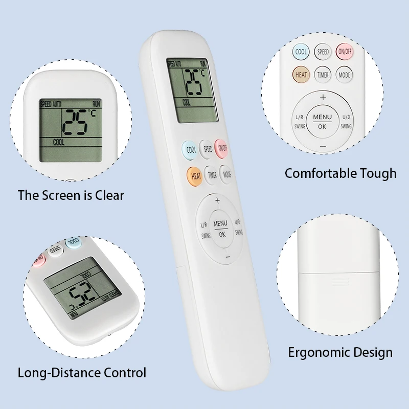 Controle remoto compatível com AUX Lumen Air Conditioner, controlador de substituição, YKR-T/011E YKR-T 011E YKR-T 013E