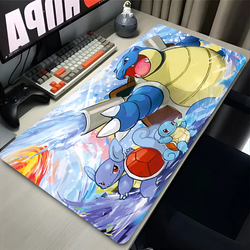 New Anime Mouse Pad Larger XXL Speed Mini Pc Computer Keyboard Pads Desk Mat P-pokemon Squirtle Gaming Accessories Home Mousepad