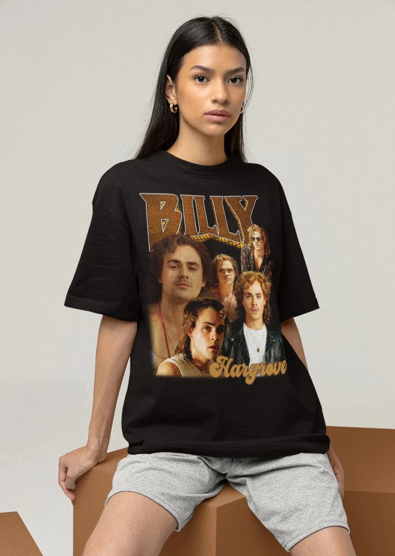Billy Hargrove Tshirt - Vintage Movie Tee, Dacre Montgomery, Horror Film Shirt Unisex Cotton Tee Crew Neck Men and Women  Print