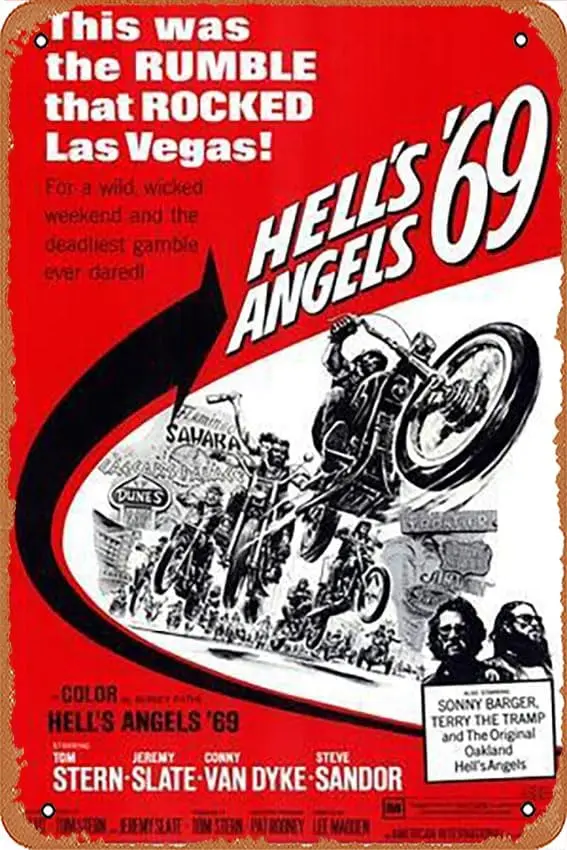 Metal Tin Sign   - Hell;s Angels ;69, 1969 - Poster Metal Plaque Cafe, Bar, Home Wall Decor