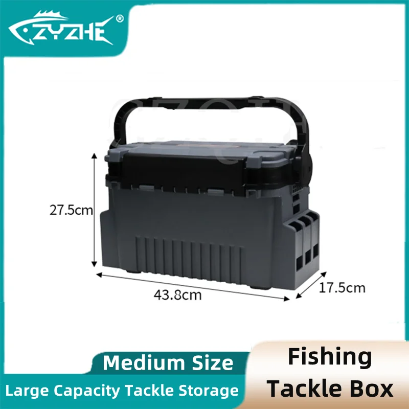 

ZYZ Fishing Tackle Box M Size 43.8*17.5*27.5CM Large Capacity Lure Bait Hook Water Cup Fishing Rod Toolbox Fishing Storage Case