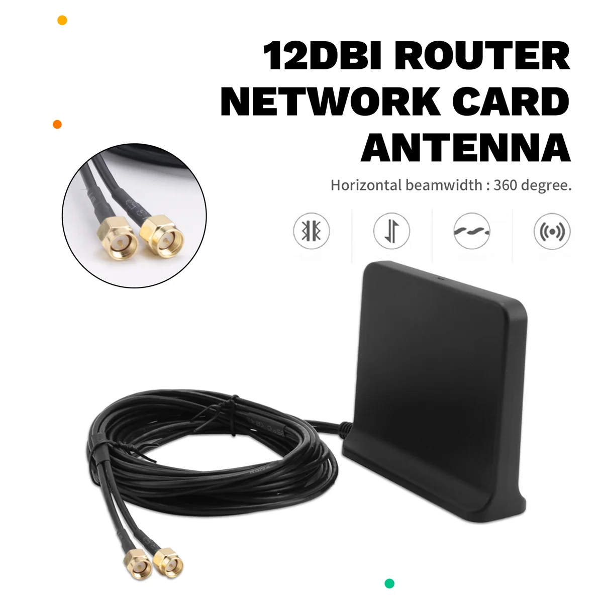 Antena WiFi Omni zewnętrzna Signal Boost 5G 4G LTE 3G GSM Mimo High Gain 12Dbi 600-6000Mhz (czarna z adapterem Ts9) — zdjęcie produktu 6