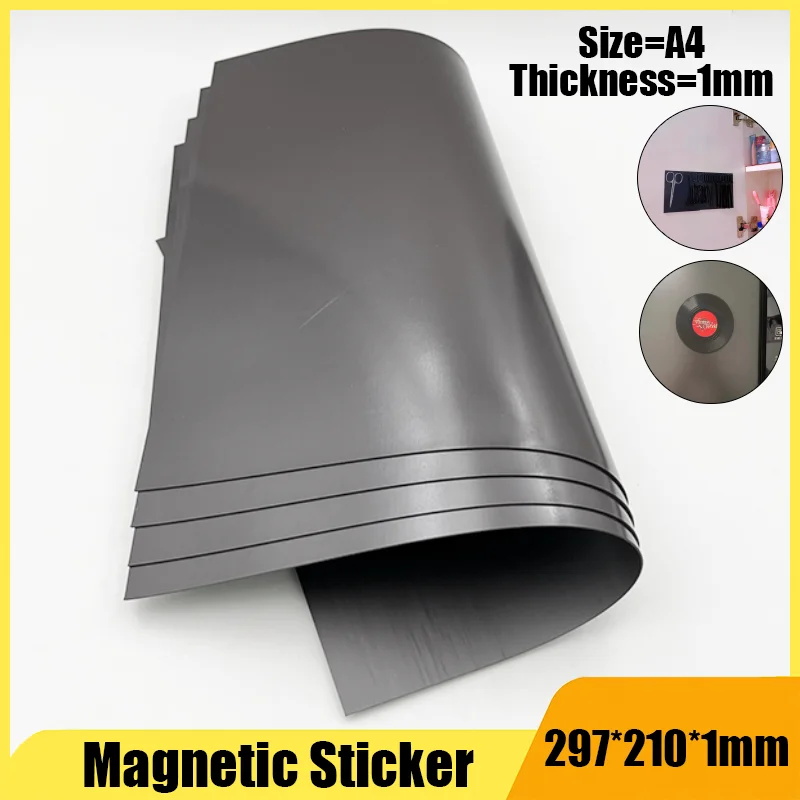 1.5/1.0/0.5mm A4 Magnet Sheet Black Square Soft Magnetic Mat for Refrigerator Photo Picture Cutting Die Magnet Magnetics One Sid