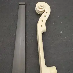 Unfinished Violin Viola Neck Head Scroll with Ebony Fingerboard Maple Wood Unvarnished