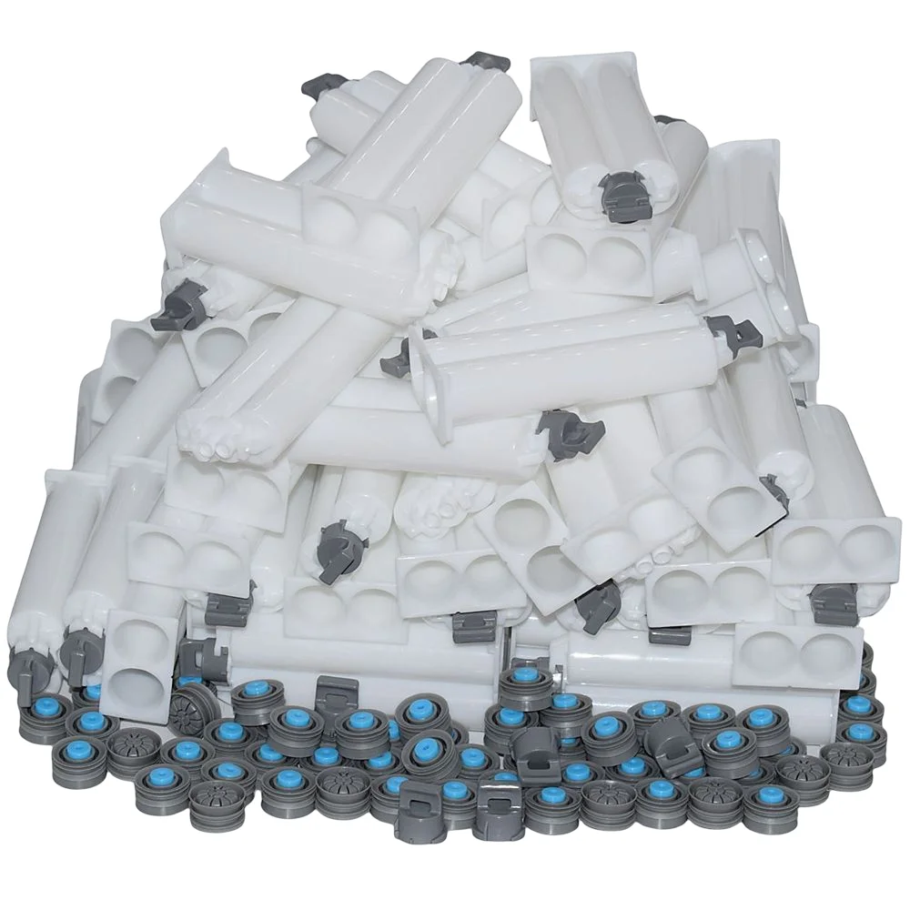 

500 шт. пустых туб для клея 50 мл, двойные картриджи 1:1 для пистолета для герметика, тубы для эпоксидной смолы, набор двухкомпонентных картриджей с уплотнительными поршнями