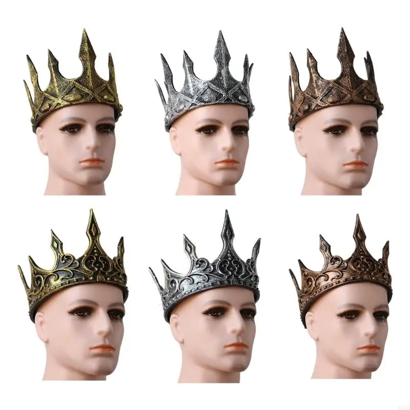 Handmade Medieval King Crowns Hairband With Vintage Pattern Roleplay Game Accessory For Themed Parties Masquerades Balls