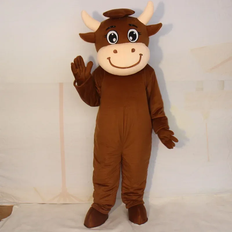 brown cow mascot costume adult bull costume