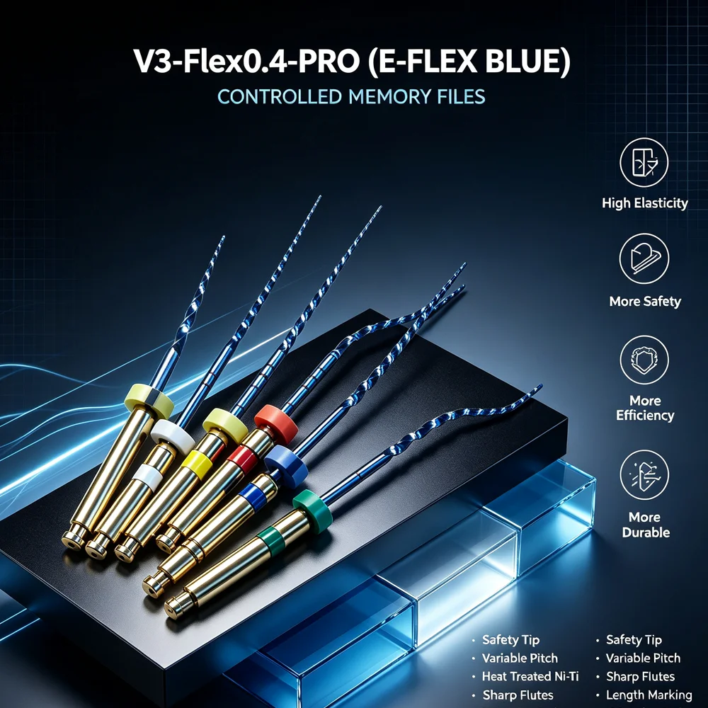 6pcs/Box Dental Instrument Heat Activation Super File E-Flex Blue 2006# 25# Rotary Flexible Engine Files Root Canal Dentist Tool