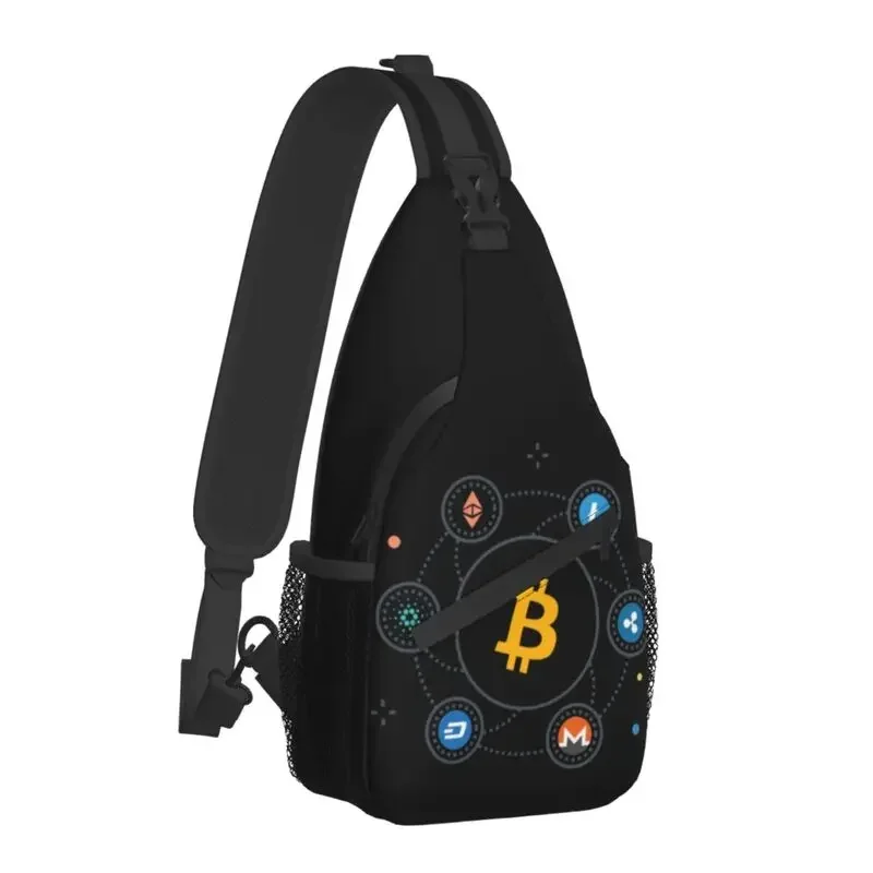 Support Bitcoin Ethereum Crossbody Sling Backpack Men Digital Currency Blockchain Chest Shoulder Bag for Cycling Camping Daypack