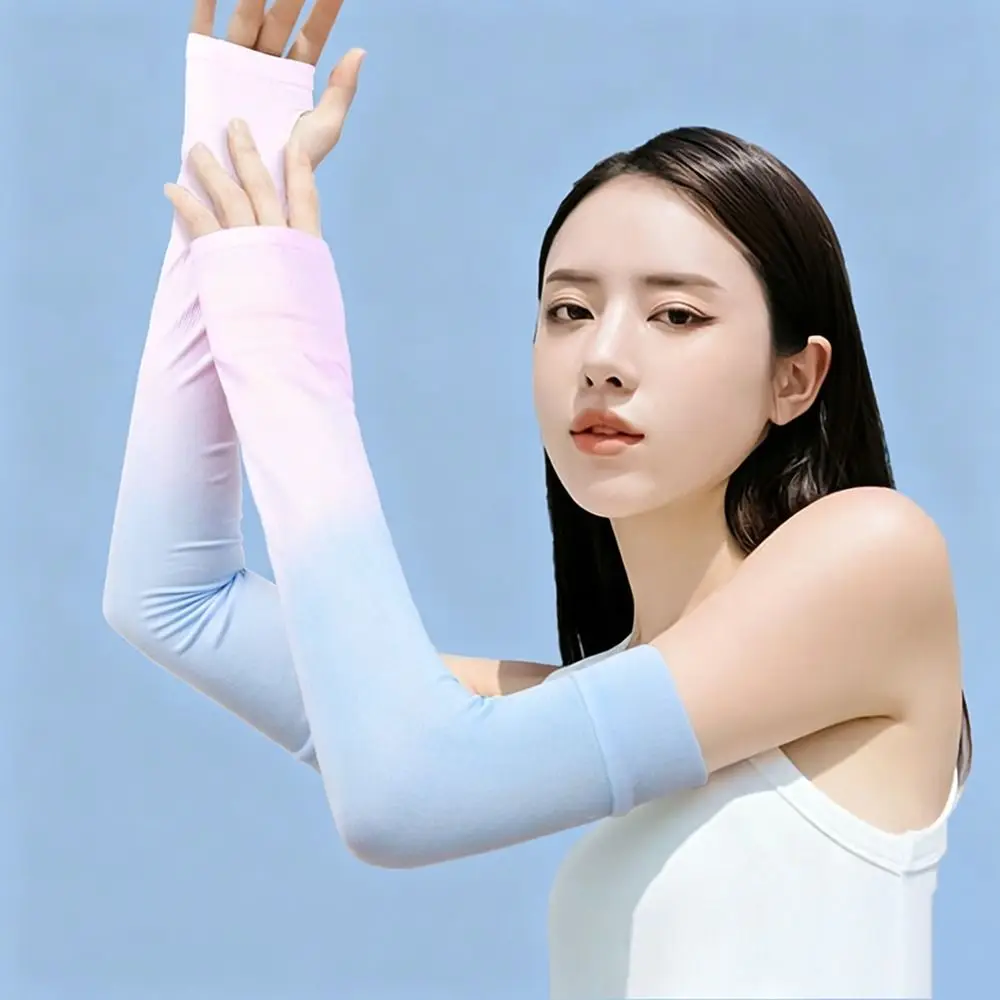 1pair Portable UPF 50+ Arm Covers UV Protection Breathable Compression Sleeve Elastic Cooling Arm Sleeves Cycling