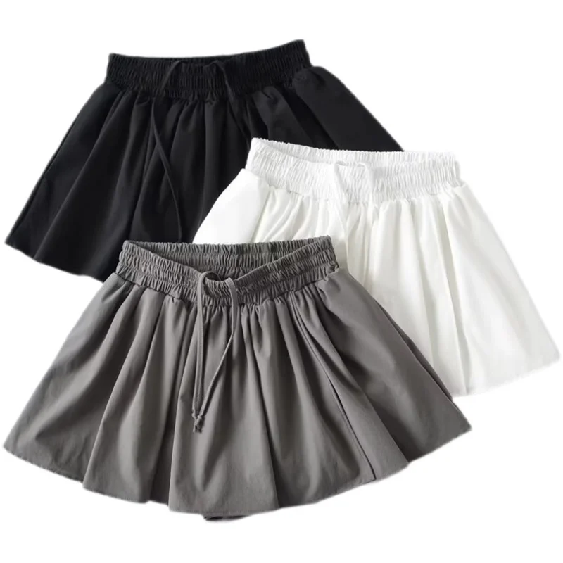 

Летняя женская повседневная универсальная юбка-шорты с высокой талией, утягивающая, однотонная, из других материалов, коллекция 2023 года