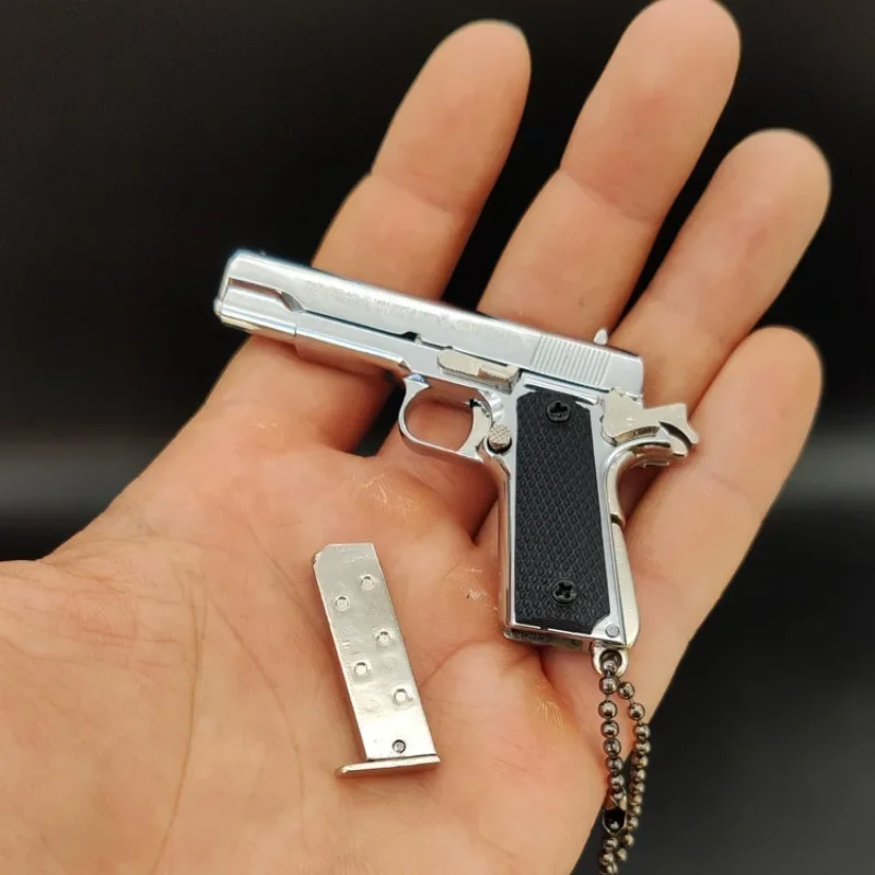 1:3 Metal Gold M1911 Colt Toy Gun Model FakeGun Mini Alloy Keychain Look Real Collection Pubg Prop Birthday Hanging Gift For Boy