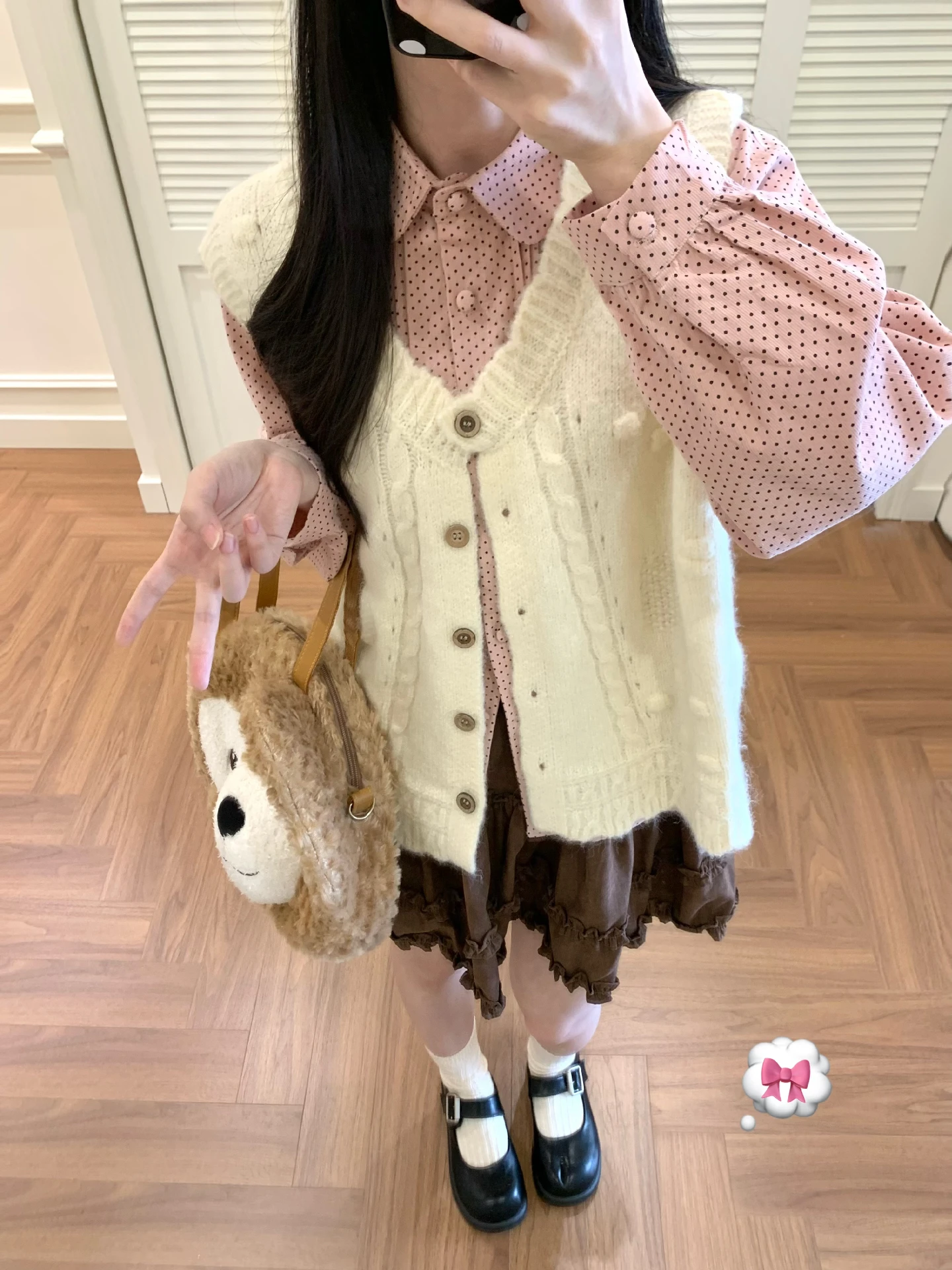 

Galactic Step Polka Dot Love S Двухцветный милый антивозрастной кукольный воротник irt Осень-зима Дизайн Sense Внутренняя одежда Женская ...