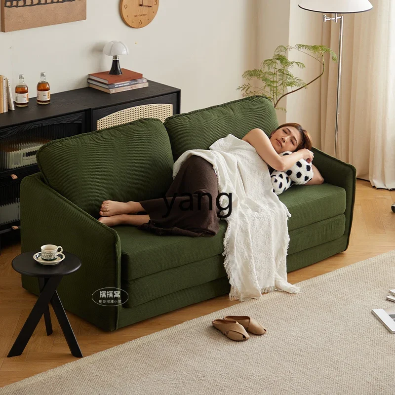LH retro folding sofa bed small apartment living room removable and washable corduroy retractable bed