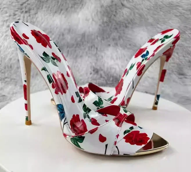 Novedad de verano, zapatos interiores rojos versátiles y sexys de tacón alto con pedrería y dedos expuestos para mujer, sandalias con estampado de leopardo