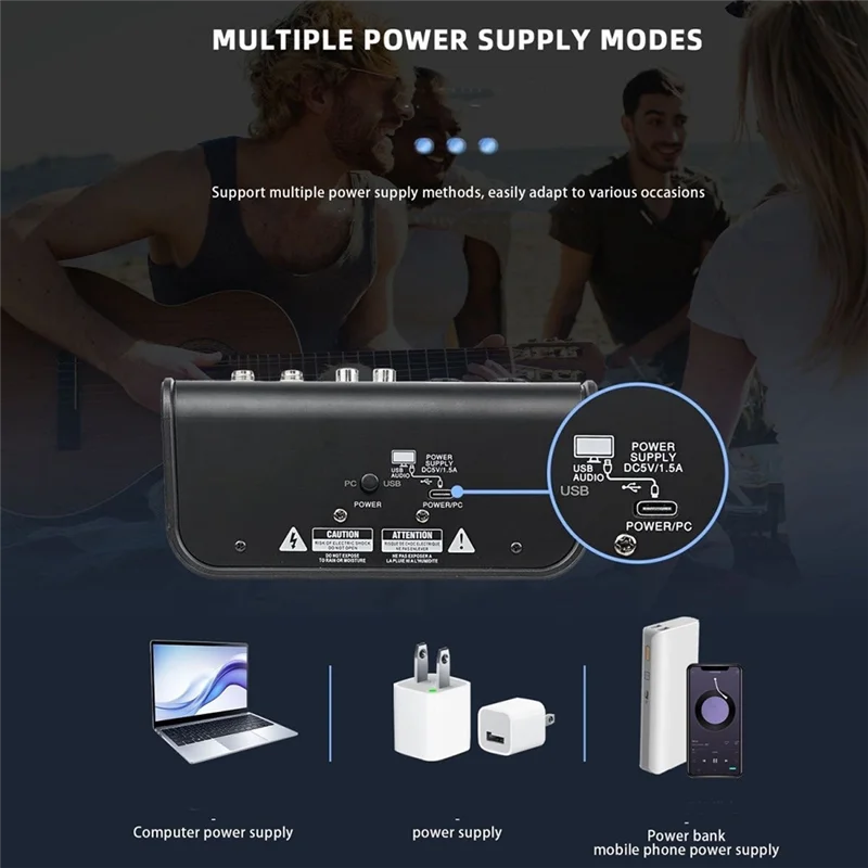 AA08-4채널 DJ 믹서 콘솔 무선 듀얼 마이크 블루투스 2웨이 오디오 컨트롤 홈 KTV 무대 스튜디오용