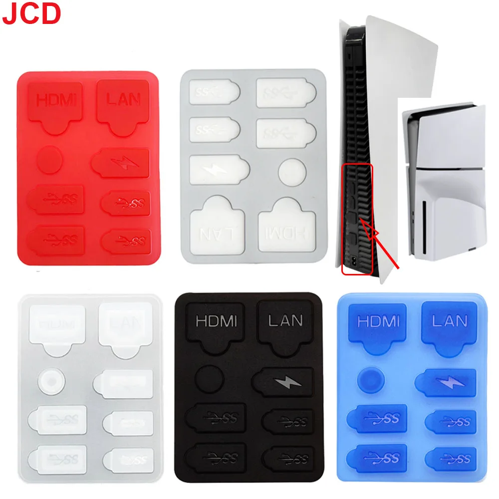 

JCD 1set Dust plug Prevent Protective Cover Silicone Case Anti-dust USB Ports Dustproof Kit For PS5 Slim Console