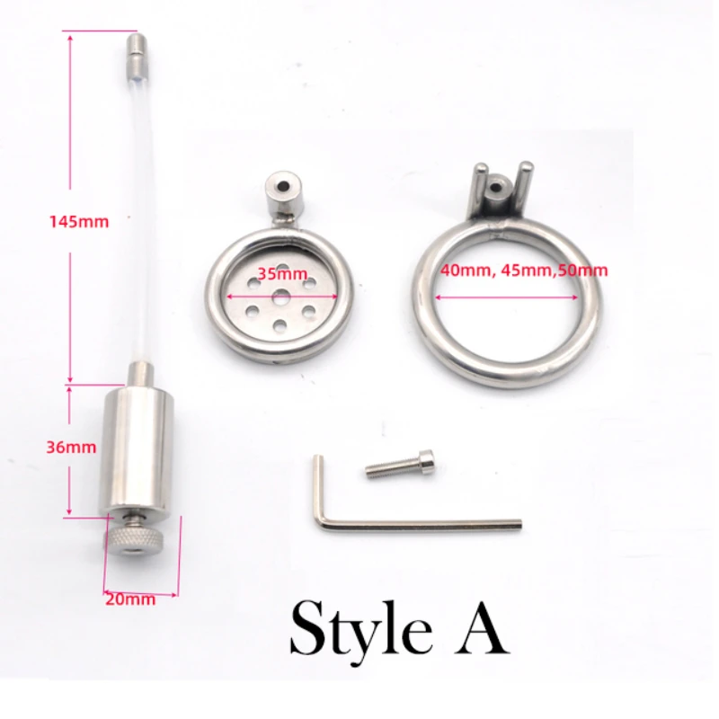 Male Small Steel Negative Chastity Cage With Silicone Catheter Trumpet Penis Chastity Device Removable Inner Tube Adult Sex Toys