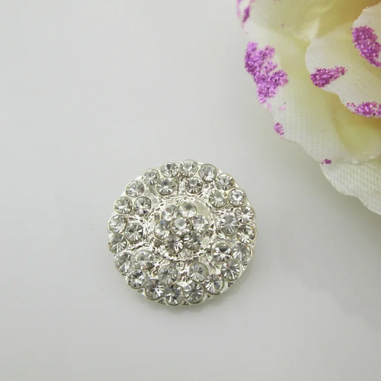 (BT78 20 mm) 5 stuks sprankelende ronde metalen knopversiering schacht voor kledingaccessoire