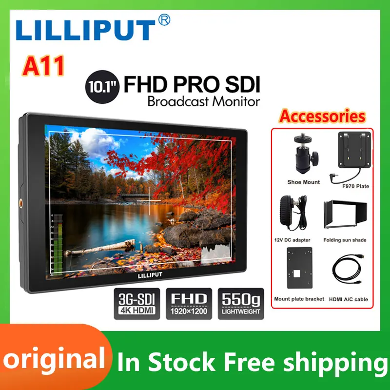 

Монитор полевой Lilliput A11 10,1 дюйма 1920x1200p 4K DSLR Full HD 3G-SDI HDMI совместимый с IPS камерой монитор для видеосъемки