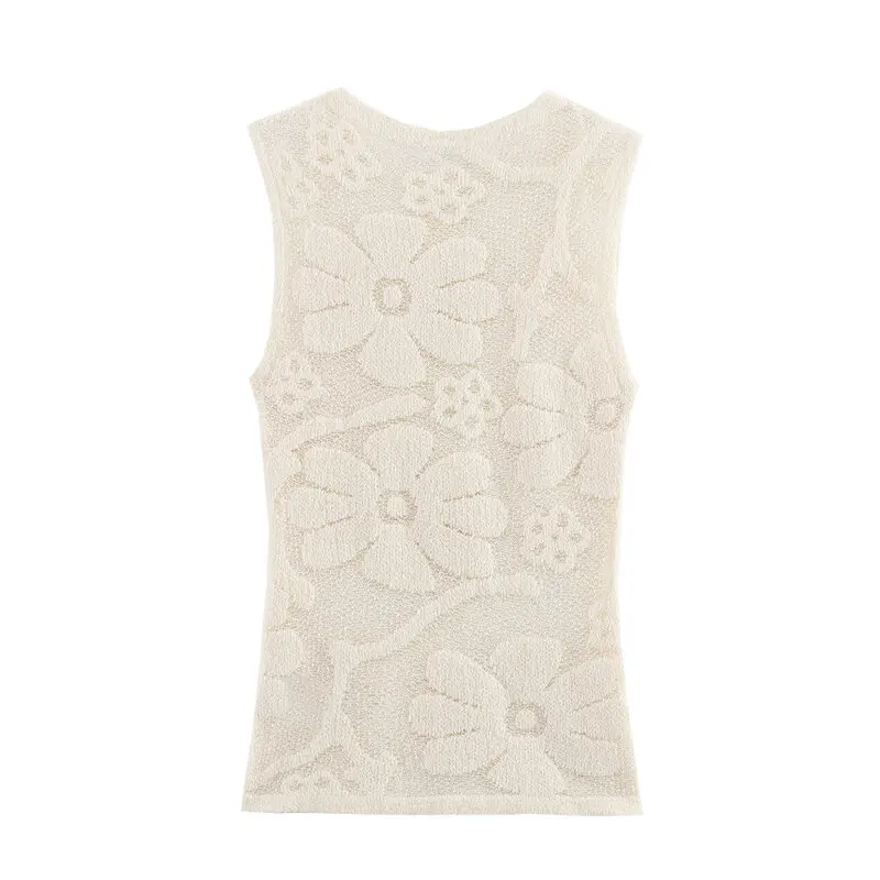 เสื้อถักลายดอกไม้ใหม่ ฤดูใบไม้ผลิ/ฤดูร้อน 2025 ทรงเอ ความยาวปกติ เนื้อผ้านุ่ม สไตล์แฟชั่นผู้หญิง คอกลม