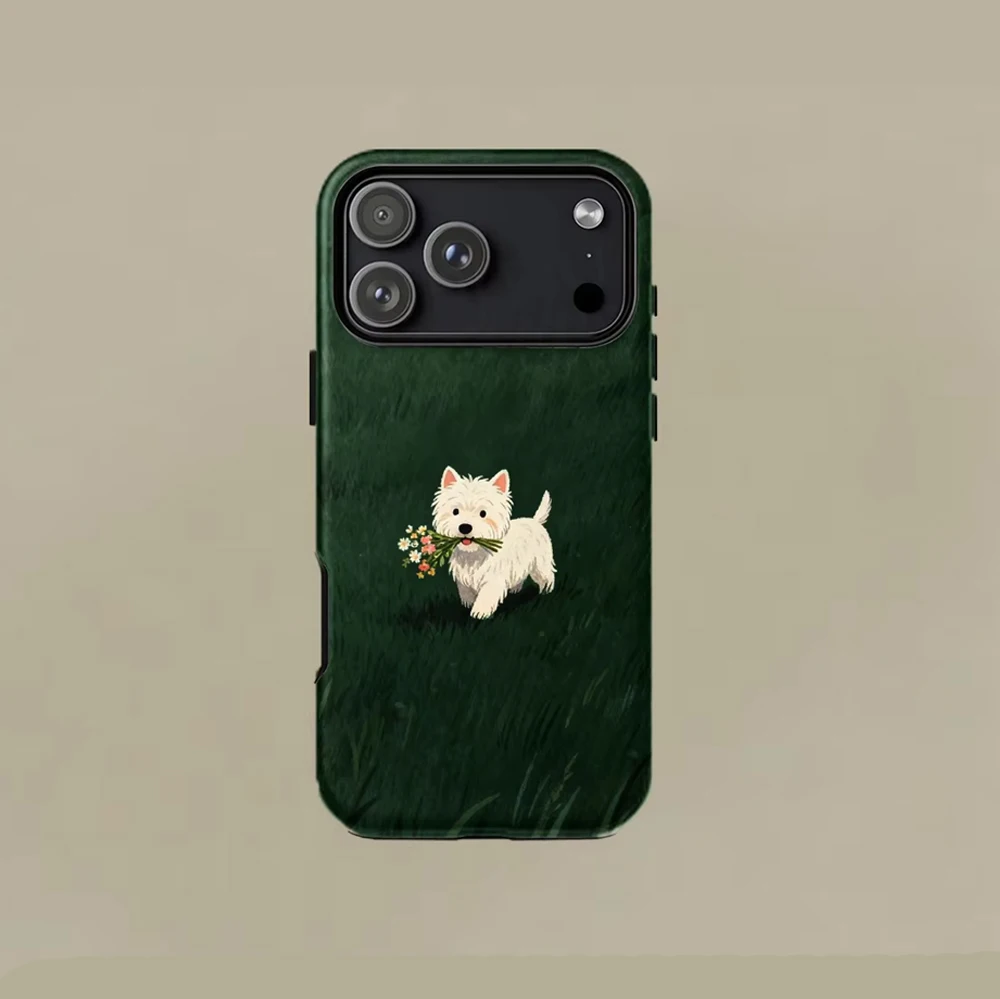 Aesthetic Cute Westie Dog Phone Case for Samsung Galaxy S20 S22 S23 S24 S25 S26 Ultra Edge 4G 5G Luxury Double-layer Back Cover