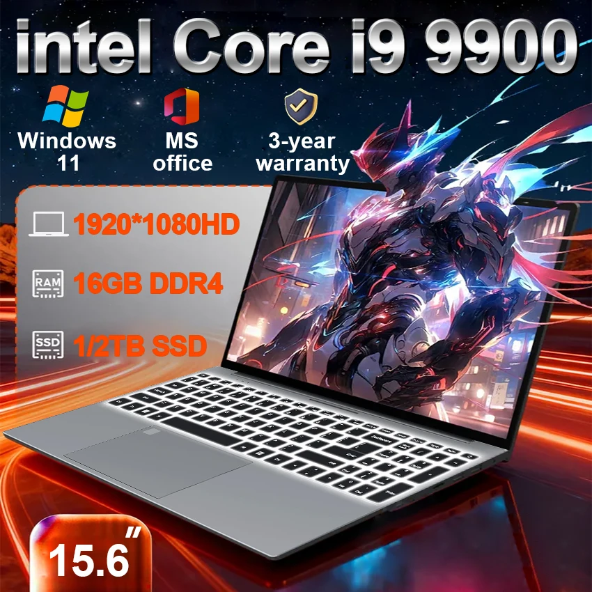 2026 New Intel Core I9 9900 Portable Laptop Computer 16GB DDR4 1TB 2TB SSD Windows 11 Pro Office Gaming PC Notebook Laptops