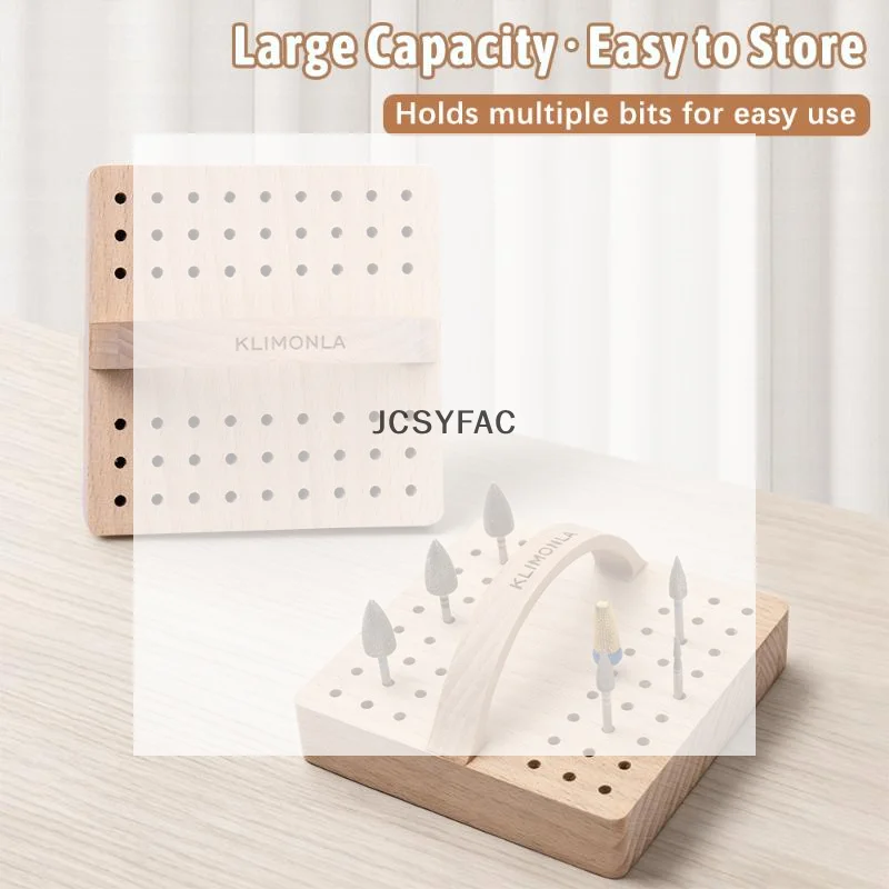 

54 Slots Wooden Nail Drill Bit Storage Holder With Handle Multifunction Nail Salon Grinding Head Display Stand Accessories