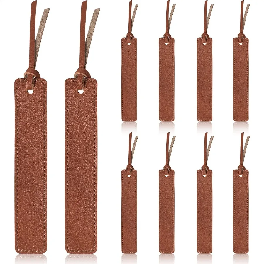 

10 Pieces Leather Bookmarks Handmade Genuine Leather Page Markers Personalized Bookmarks for Book Reading Bookworm Book Lovers