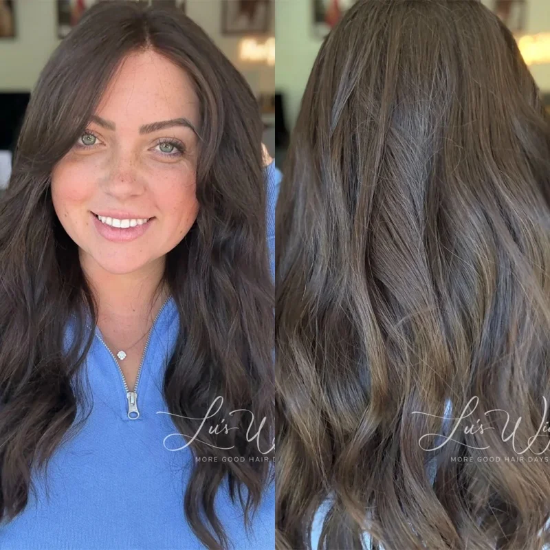 

Синтетический парик с HD-кружевной основой и темными коричневыми прядями омбре для белых и чернокожих женщин, имитирующий натуральные волосы, подарочный парик, без спутывания, волнистый.