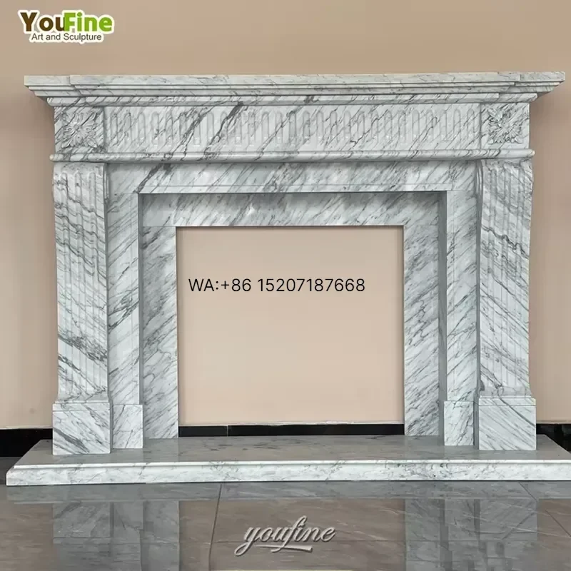 Wmwmnu Custom High Quality Italian White Marble Fireplace Mantels Surround Modern Style