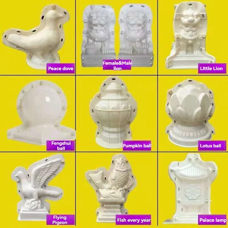 ABS-Form Europäische Römische Säule Runde Kugel Lotus Bergblumen-Topf Tier-Form Dekorative Ornament-Balkon-Zement-Löwen-Form