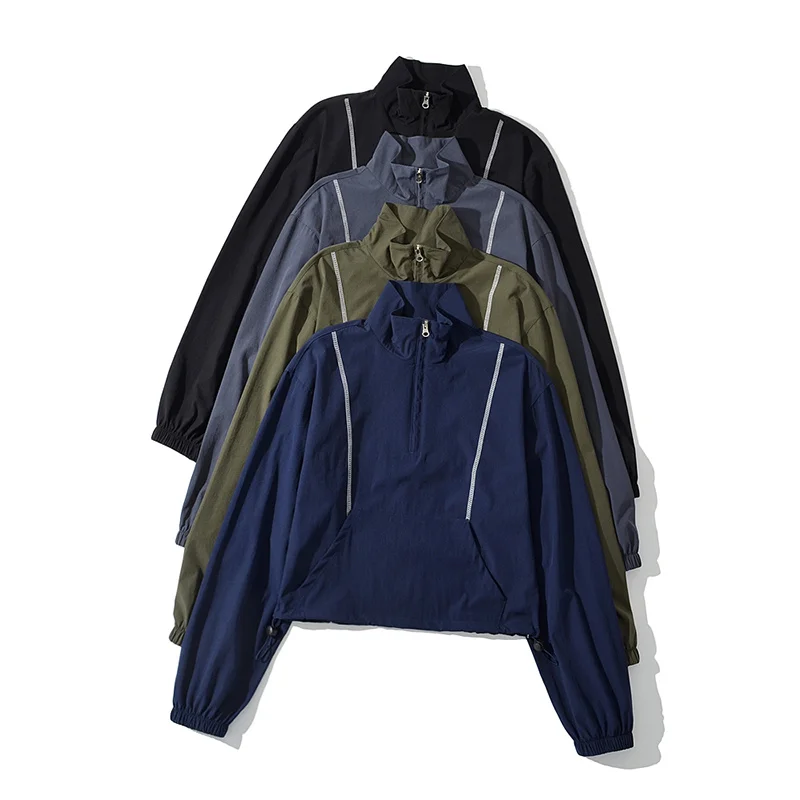 Street Sle Qui Dry High Waist f Zip Jaet Dstring Hem Trendy Women's ort Coat Casual Faion Spring Outerwear