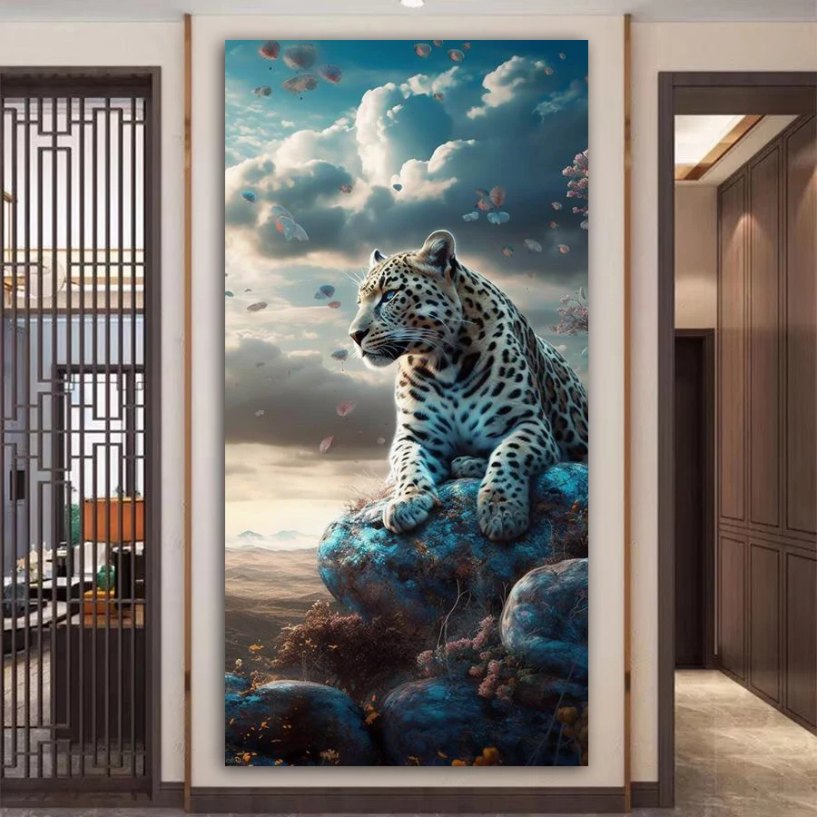 

Fullcang Leopard Lion Diy Diamonds Painting 2025 New Collection Wild Animals Full Mosaic Embroidery Picture Size 100x200cm