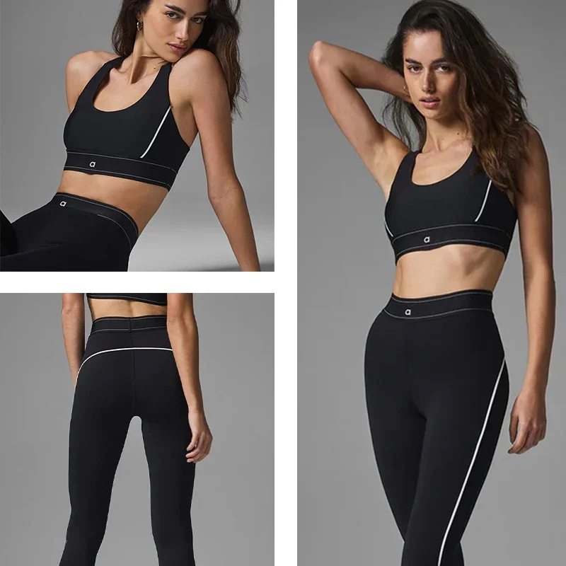 

a o Yoga suit with full logo Pilates two-piece sportswear set with soft cushioned skin friendly fabric