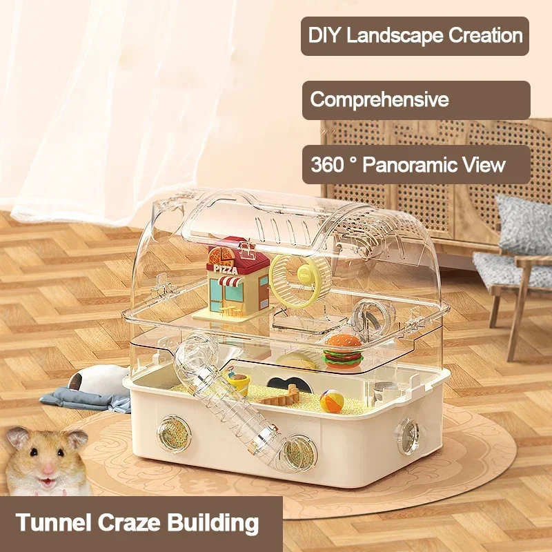 

Hamster Cage Extra Large Luxury Villa Supplies Multi-Layer Acrylic Panoramic Transparent Golden Bear