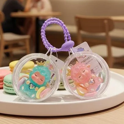 Cute Cartoon Lamb Doll Bag Pendant Colorful Hair Tie Transparent Case Backpack Decoration Girl Gift