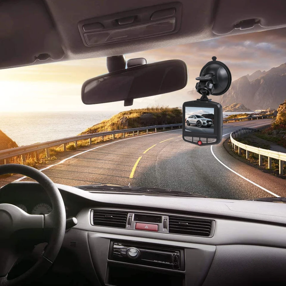 Dash Cam Suction Cup HD 1080P Vehicle Video Recorder Night Vision Driver Recorder 2.4 Inch LCD Screen Motion Detection G-Sensor