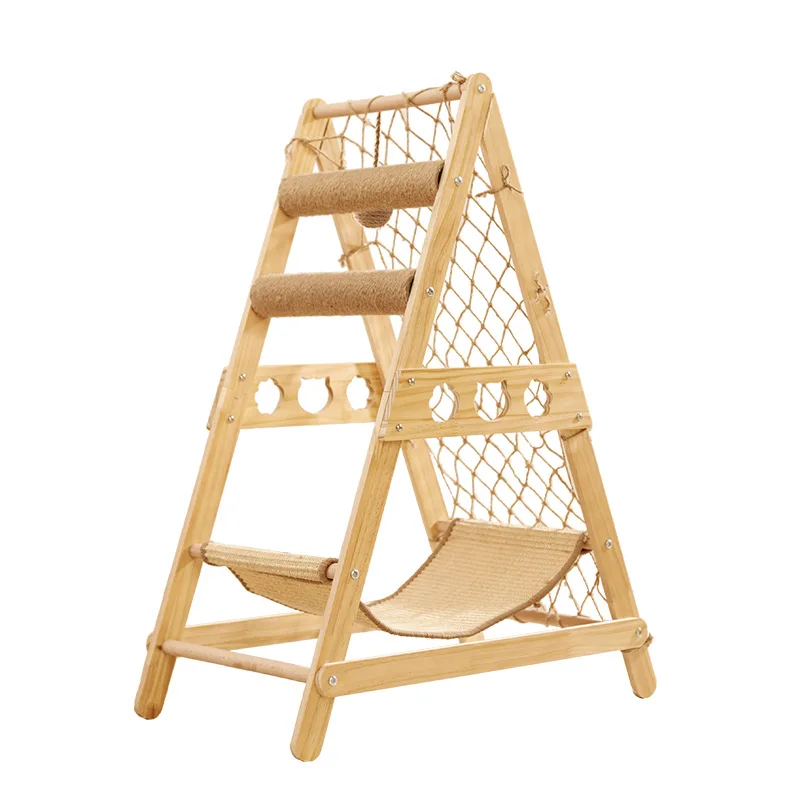 

Solid wood cat climbing frame indoor household small apartment does not occupy an area, can climb and prevent cat climbing