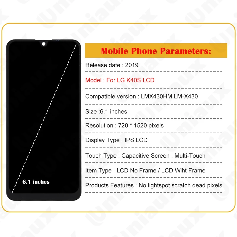 100%  For LG K40S X430 LM-X430 X430EMW LCD Touch Screen Digitizer Component Replacement Fittings For LG K40S LCD