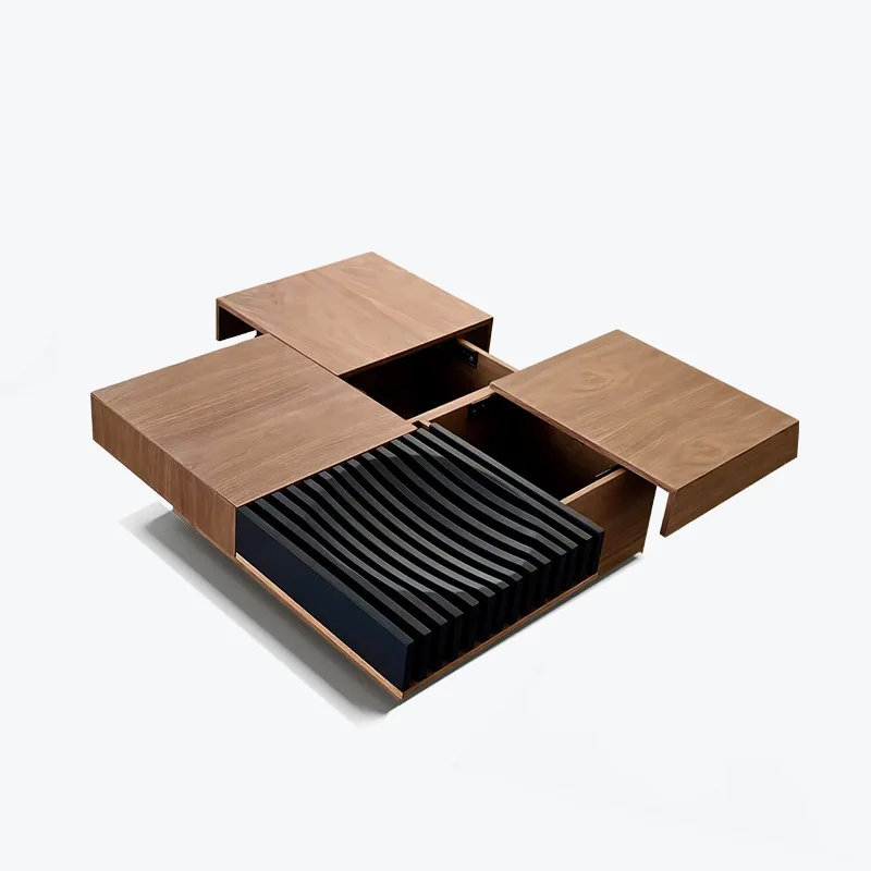 

Modern minimalist square storage coffee table, designer high-end Italian creative walnut Rubik's Cube table