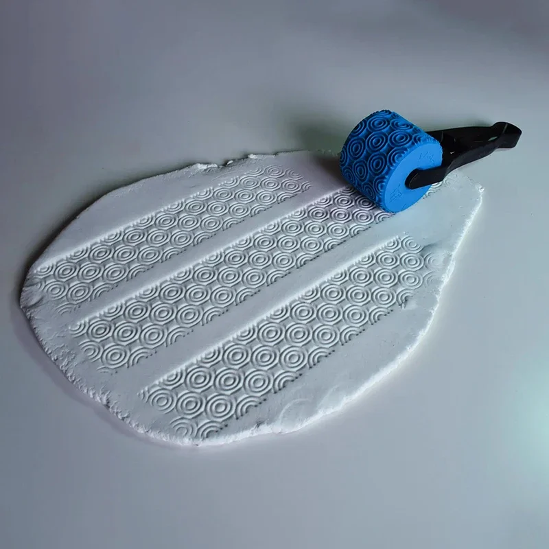 الطين ختم الأسطوانة أنماط زهرة هندسية الإغاثة المتداول أداة السيراميك الطين الملمس عجلة الطين قوالب DIY بها بنفسك أدوات الطين ديكور فني #4